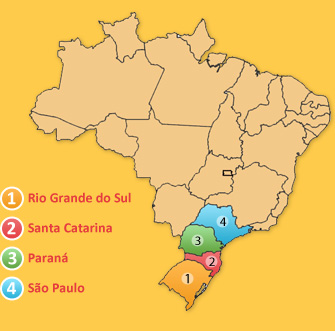 Regiões do Brasil onde você encontra produtos Fricasa